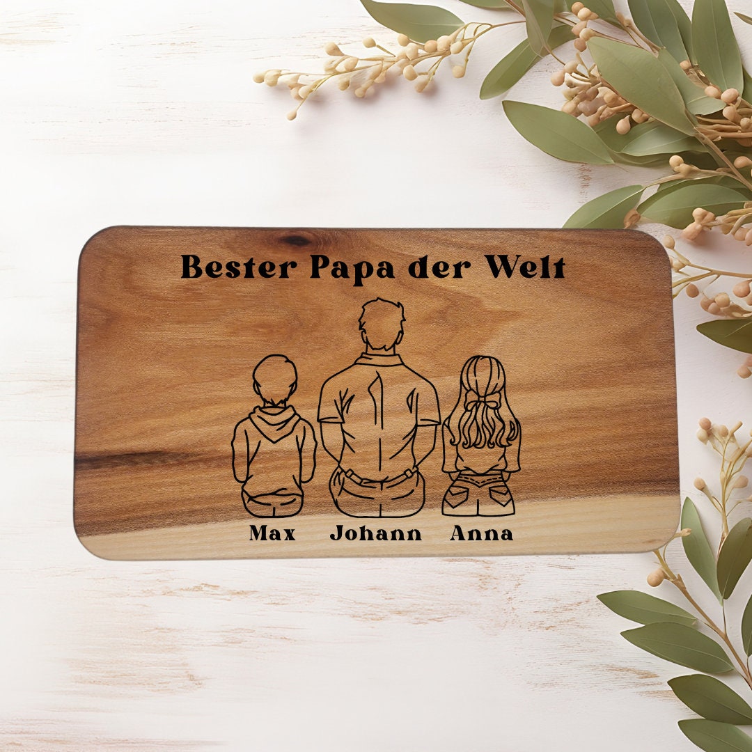 Jausenbrett für Papa, personalisiert, Vatertag, Opa, Geburtstag, Weihnachten, Schwiegervater, Familienbild, Mama, Oma, Muttertag, Frühstück