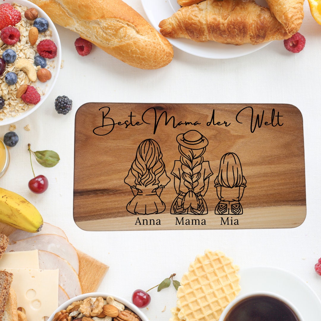 Jausenbrett für Mama, personalisiert, Vatertag, Opa, Geburtstag, Weihnachten, Schwiegervater, Familienbild, Papa, Oma, Muttertag, Frühstück