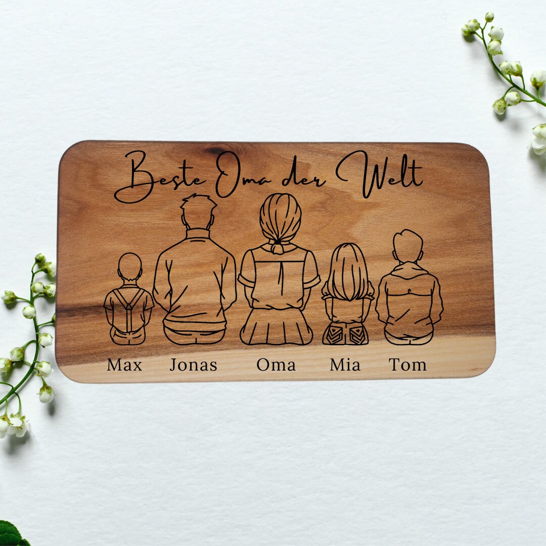 Jausenbrett für Oma, personalisiert, Vatertag, Opa, Geburtstag, Weihnachten, Schwiegervater, Familienbild, Papa, Mama, Muttertag, Frühstück