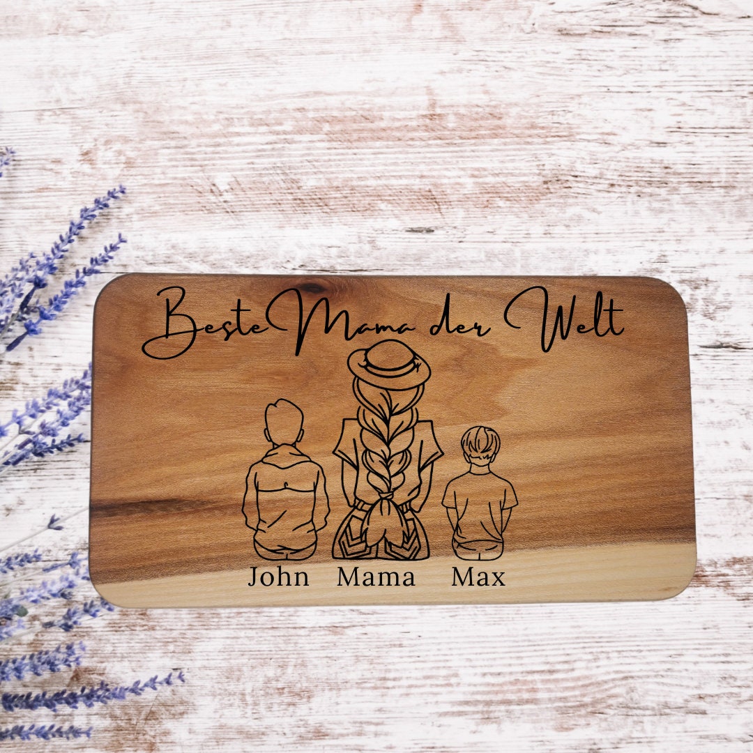 Jausenbrett für Mama, personalisiert, Vatertag, Opa, Geburtstag, Weihnachten, Schwiegervater, Familienbild, Papa, Oma, Muttertag, Frühstück