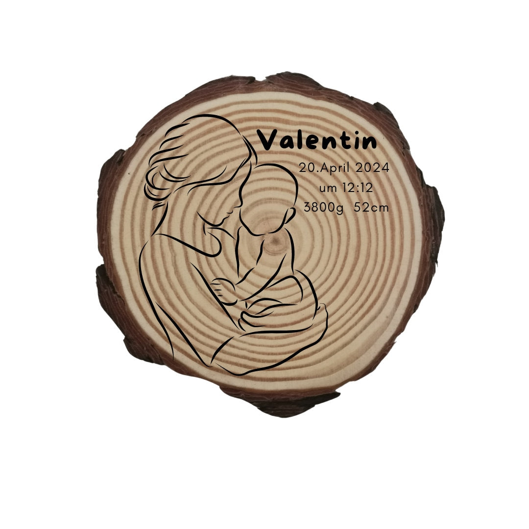 Personalisierte Naturholzscheibe für Mama, als einzigartige Deko, für Mama, Oma, aus Kiefernholz, zum Geburtstag, Muttertag, Weihnachten