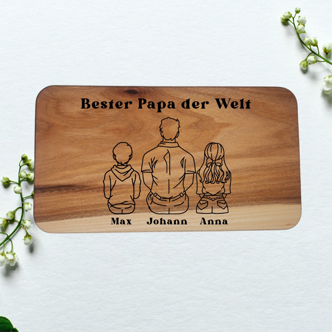Jausenbrett für Papa, personalisiert, Vatertag, Opa, Geburtstag, Weihnachten, Schwiegervater, Familienbild, Mama, Oma, Muttertag, Frühstück