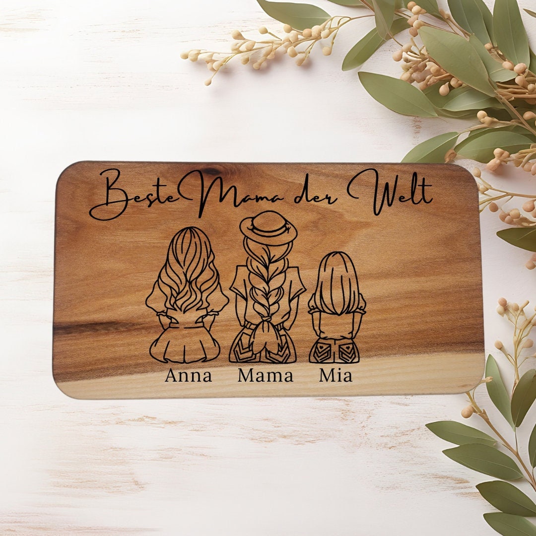 Jausenbrett für Mama, personalisiert, Vatertag, Opa, Geburtstag, Weihnachten, Schwiegervater, Familienbild, Papa, Oma, Muttertag, Frühstück