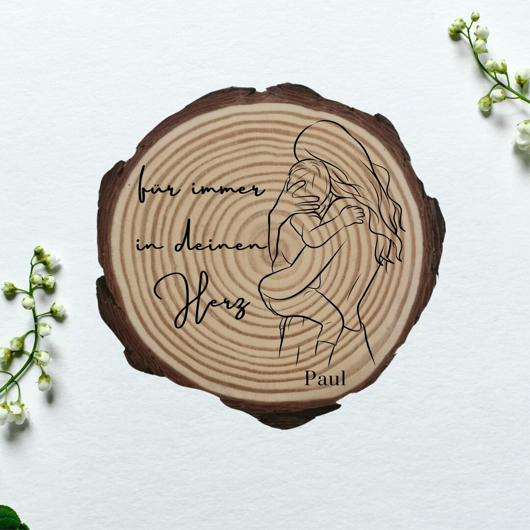 Personalisierte Naturholzscheibe für Mama, als einzigartige Deko, für Mama, Oma, aus Kiefernholz, zum Geburtstag, Muttertag, Weihnachten