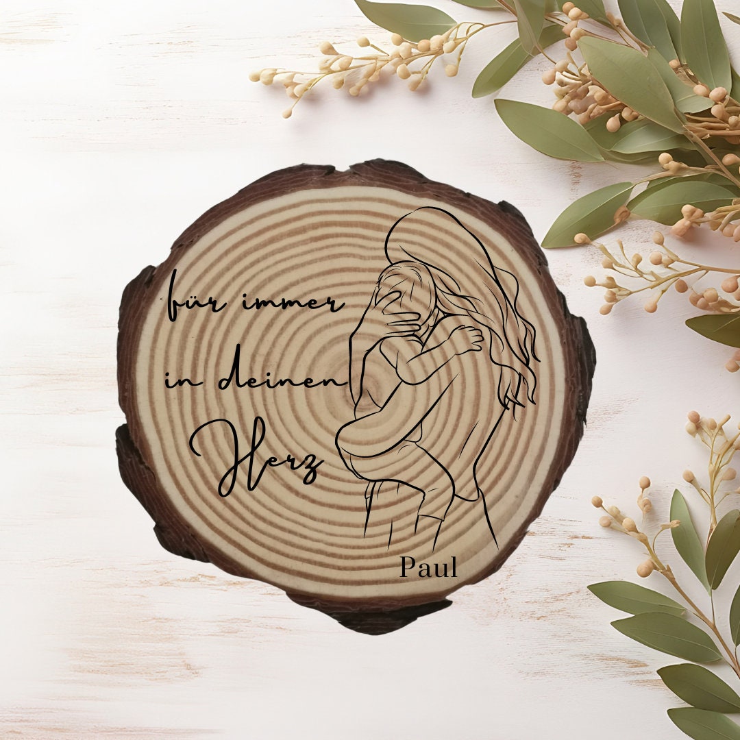 Personalisierte Naturholzscheibe für Mama, als einzigartige Deko, für Mama, Oma, aus Kiefernholz, zum Geburtstag, Muttertag, Weihnachten