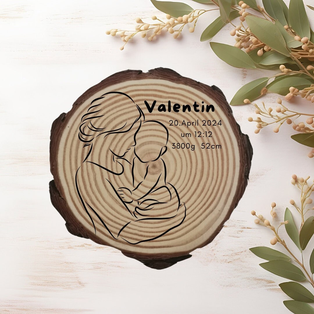 Personalisierte Naturholzscheibe für Mama, als einzigartige Deko, für Mama, Oma, aus Kiefernholz, zum Geburtstag, Muttertag, Weihnachten