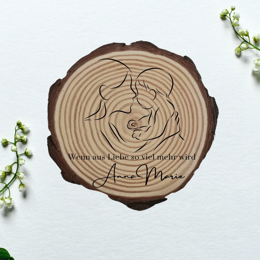Personalisierte Naturholzscheibe für Mama, als einzigartige Deko, für Mama, Oma, aus Kiefernholz, zum Geburtstag, Muttertag, Weihnachten