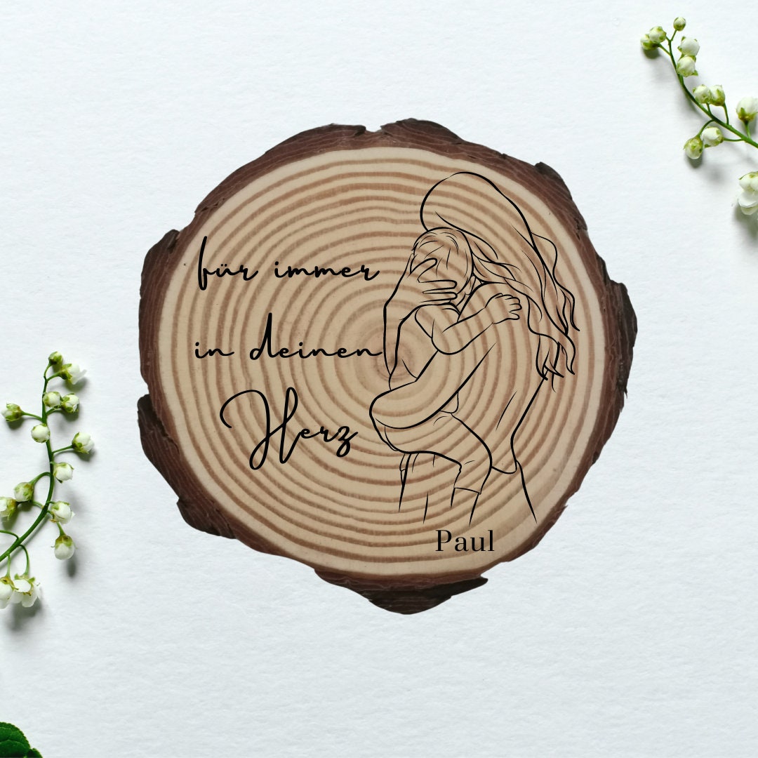 Personalisierte Naturholzscheibe für Mama, als einzigartige Deko, für Mama, Oma, aus Kiefernholz, zum Geburtstag, Muttertag, Weihnachten