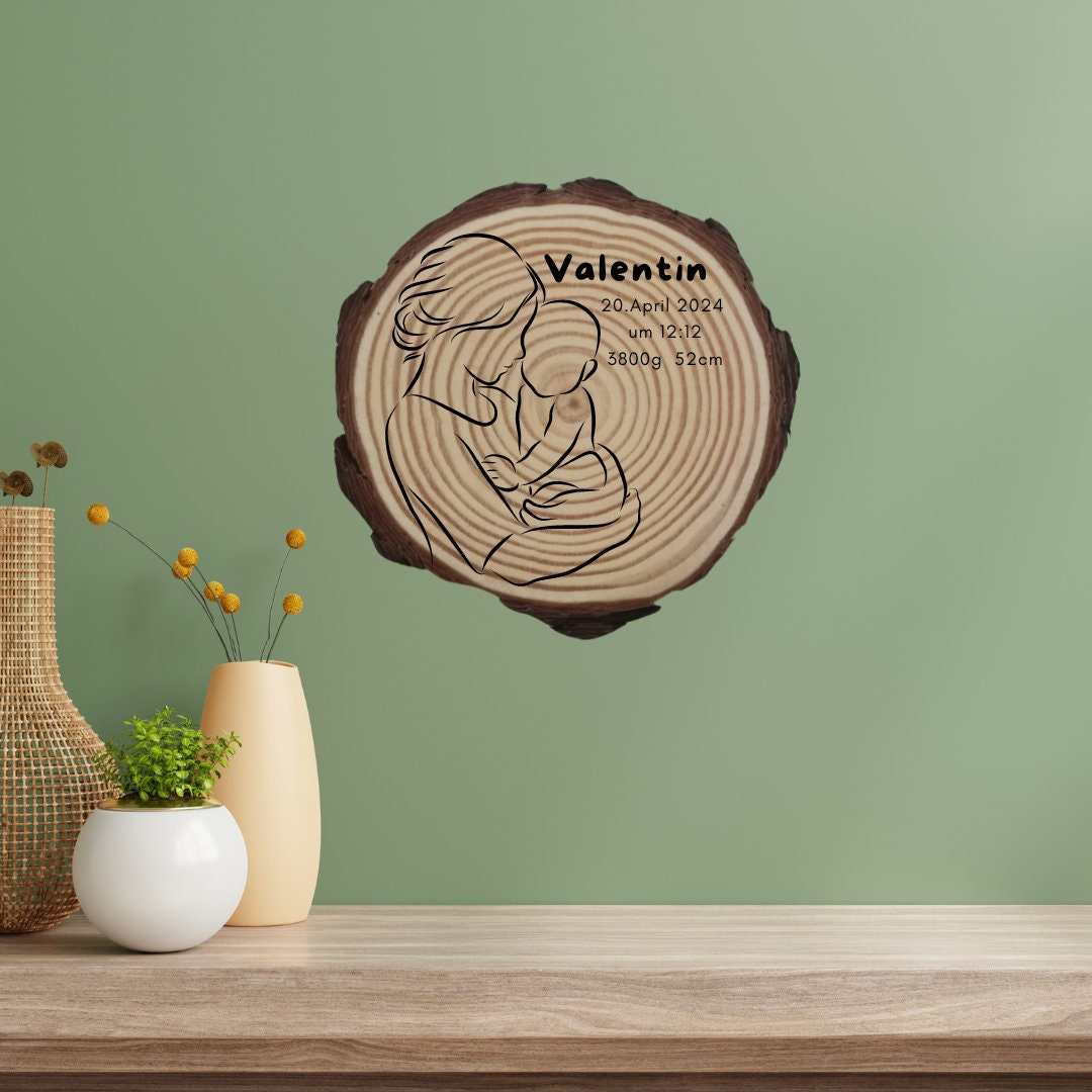 Personalisierte Naturholzscheibe für Mama, als einzigartige Deko, für Mama, Oma, aus Kiefernholz, zum Geburtstag, Muttertag, Weihnachten