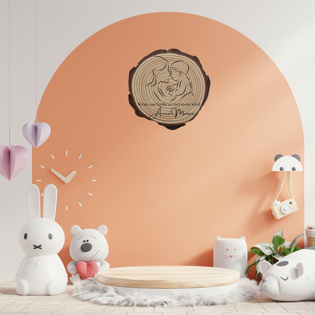 Personalisierte Naturholzscheibe für Mama, als einzigartige Deko, für Mama, Oma, aus Kiefernholz, zum Geburtstag, Muttertag, Weihnachten