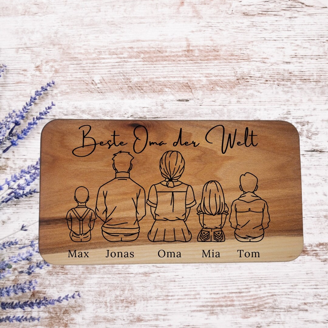 Jausenbrett für Oma, personalisiert, Vatertag, Opa, Geburtstag, Weihnachten, Schwiegervater, Familienbild, Papa, Mama, Muttertag, Frühstück