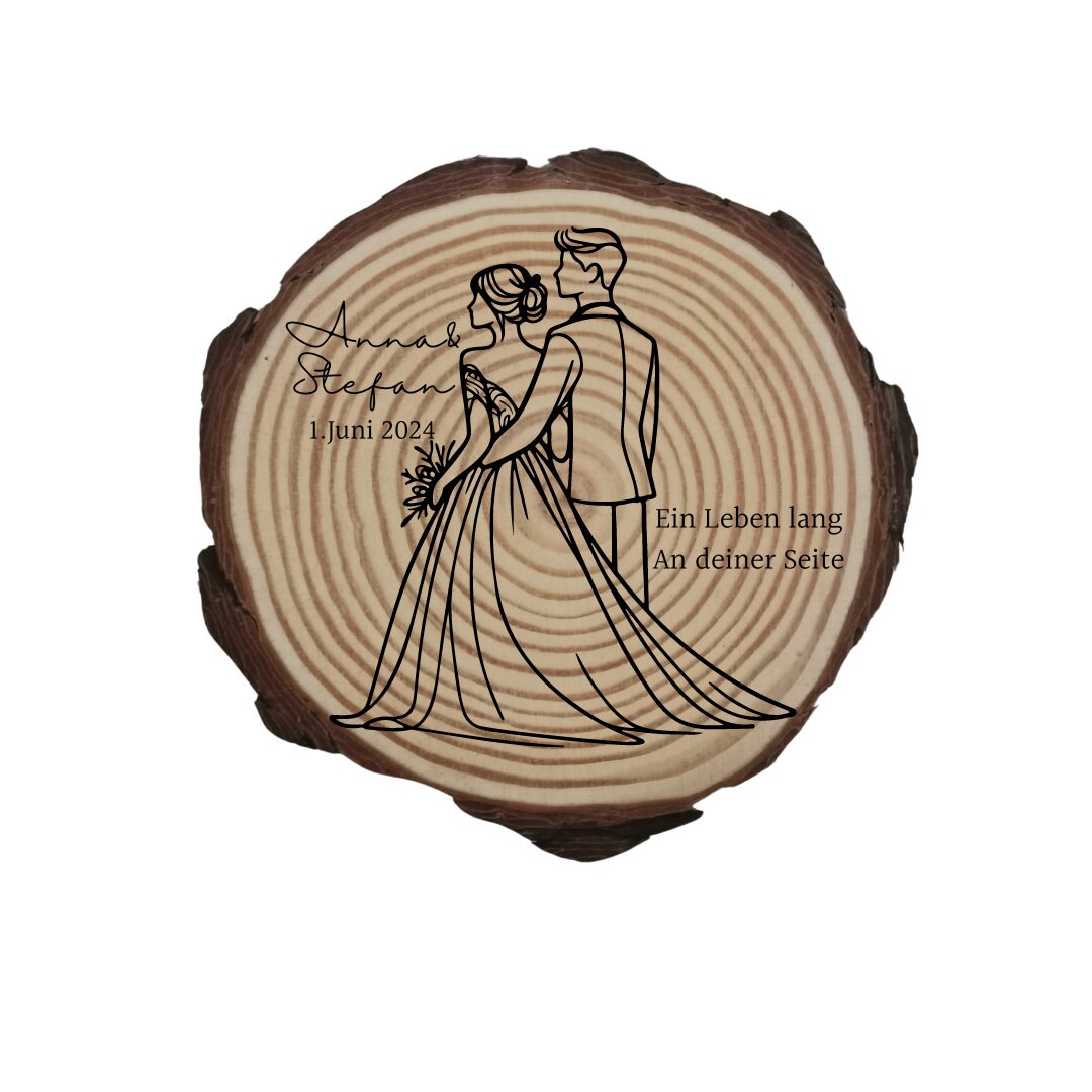 Personalisierte Naturholzscheibe aus Kiefernholz für Hochzeit, Geburtstag, für Paare zu Weihnachten, Gleichgeschlechtliche Ehepaare