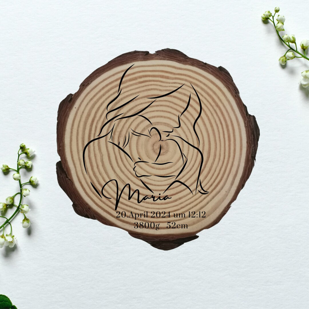 Personalisierte Naturholzscheibe für Mama, als einzigartige Deko, für Mama, Oma, aus Kiefernholz, zum Geburtstag, Muttertag, Weihnachten