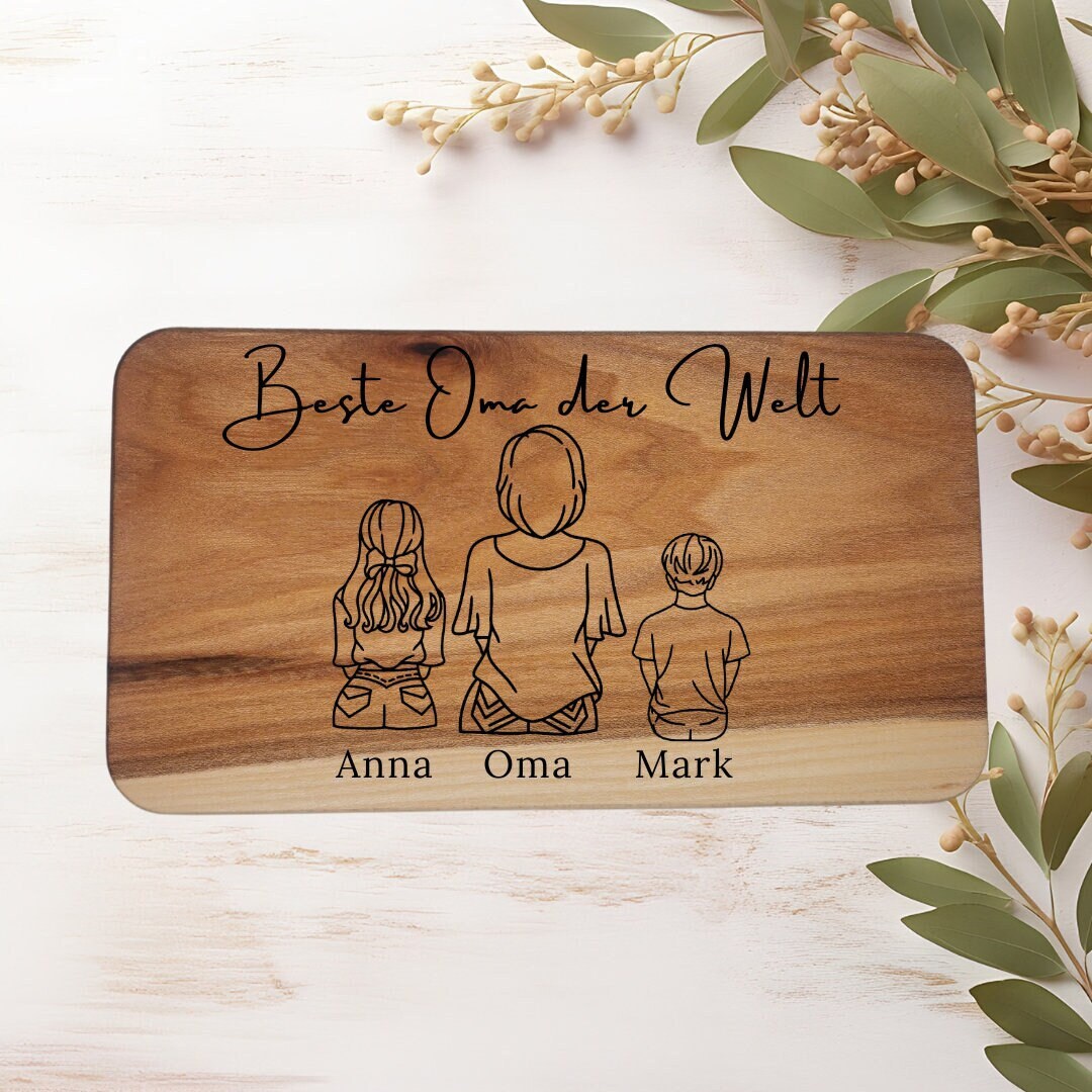 Jausenbrett für Oma, personalisiert, Vatertag, Opa, Geburtstag, Weihnachten, Schwiegervater, Familienbild, Papa, Mama, Muttertag, Frühstück