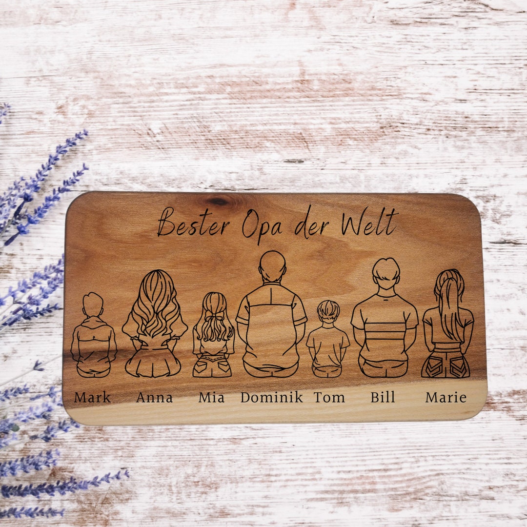Jausenbrett für Opa, personalisiert, Vatertag, Papa, Geburtstag, Weihnachten, Schwiegervater, Familienbild, Mama, Oma, Muttertag