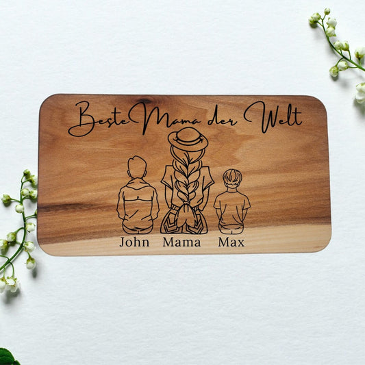 Jausenbrett für Mama, personalisiert, Vatertag, Opa, Geburtstag, Weihnachten, Schwiegervater, Familienbild, Papa, Oma, Muttertag, Frühstück