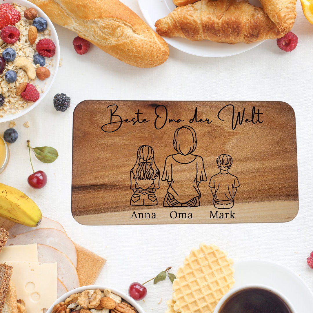 Jausenbrett für Oma, personalisiert, Vatertag, Opa, Geburtstag, Weihnachten, Schwiegervater, Familienbild, Papa, Mama, Muttertag, Frühstück