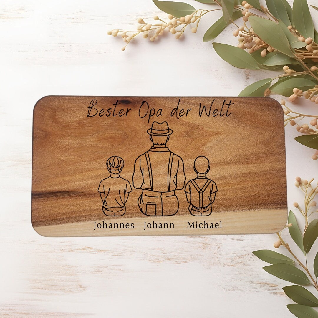Jausenbrett für Opa, personalisiert, Vatertag, Papa, Geburtstag, Weihnachten, Schwiegervater, Familienbild, Mama, Oma, Muttertag