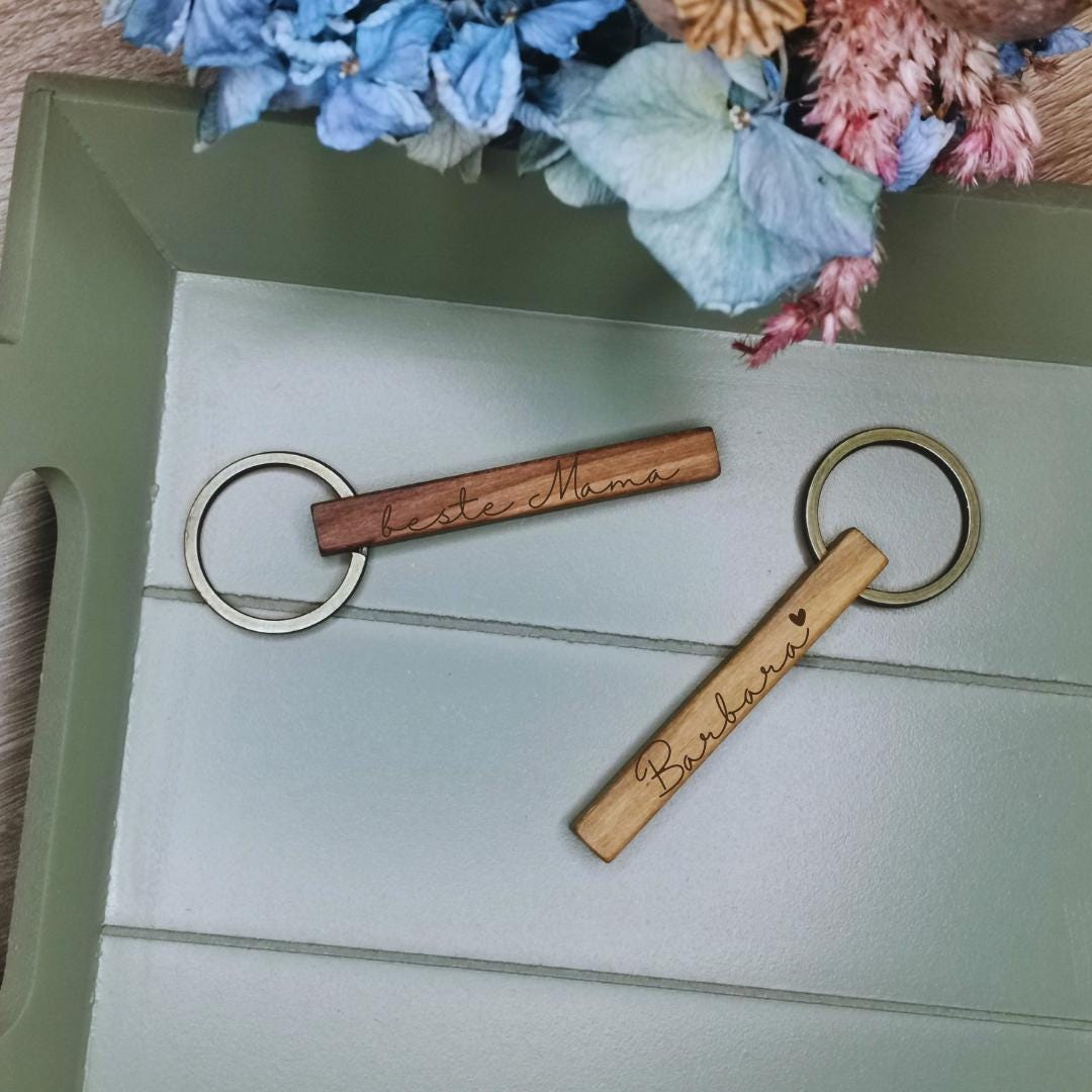 Schlüsselanhänger mit Name, Mama, Papa, Oma, Opa, Holz, Muttertag, Vatertag, Geburtstag, Beste Freundin, Geschenkideen