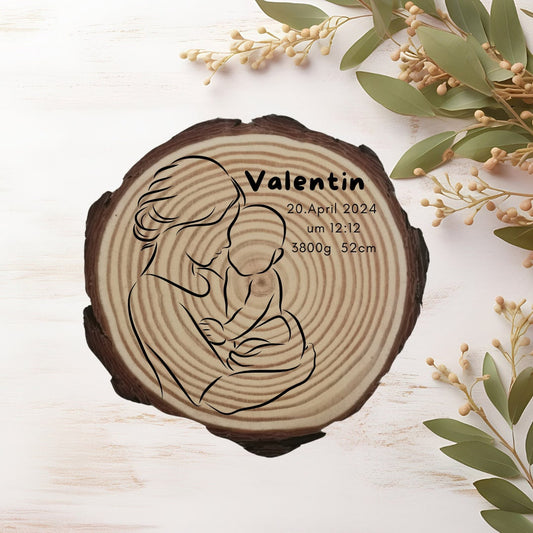 Personalisierte Naturholzscheibe für Mama, als einzigartige Deko, für Mama, Oma, aus Kiefernholz, zum Geburtstag, Muttertag, Weihnachten