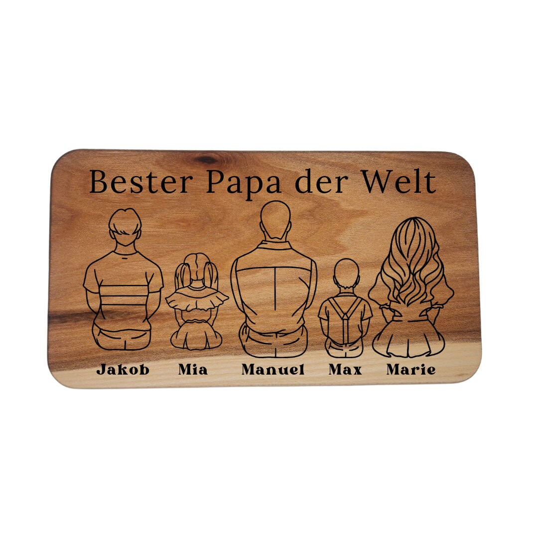 Jausenbrett für Papa, personalisiert, Vatertag, Opa, Geburtstag, Weihnachten, Schwiegervater, Familienbild, Mama, Oma, Muttertag, Frühstück