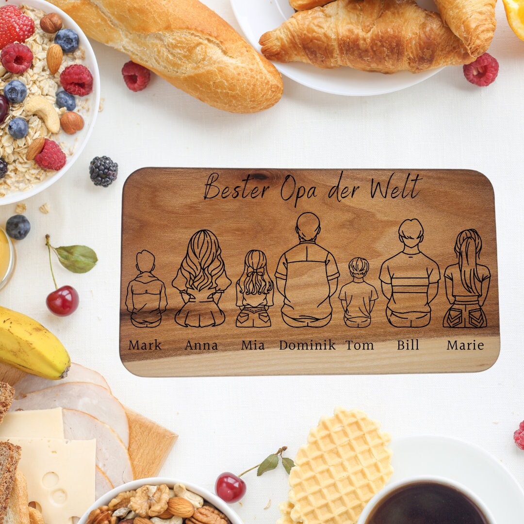 Jausenbrett für Opa, personalisiert, Vatertag, Papa, Geburtstag, Weihnachten, Schwiegervater, Familienbild, Mama, Oma, Muttertag