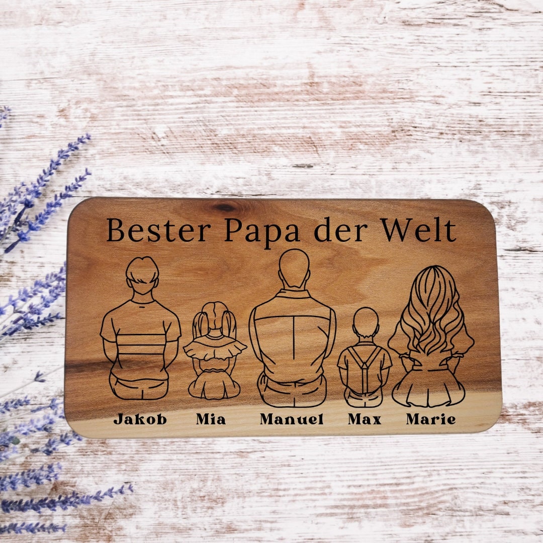 Jausenbrett für Papa, personalisiert, Vatertag, Opa, Geburtstag, Weihnachten, Schwiegervater, Familienbild, Mama, Oma, Muttertag, Frühstück