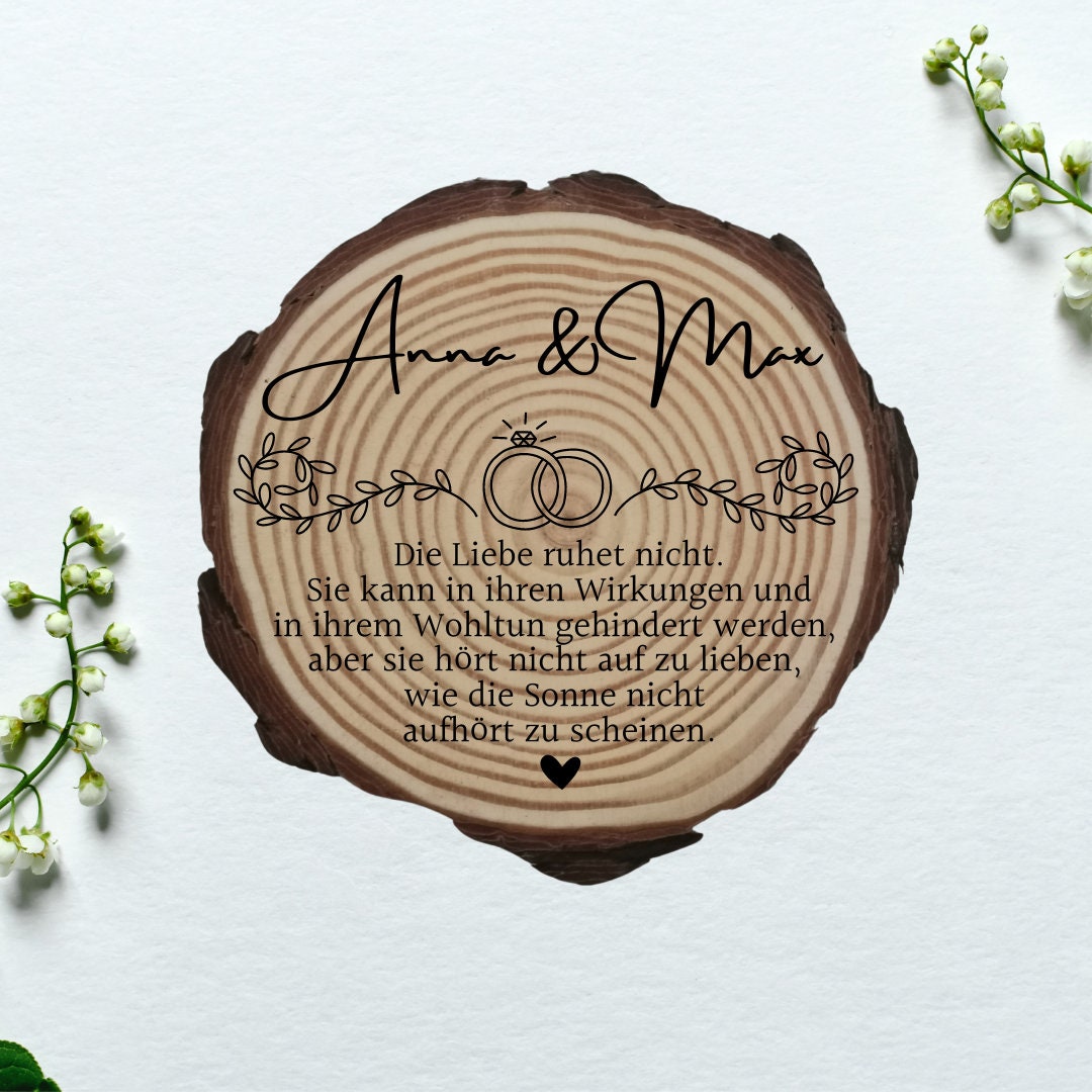 Personalisierte Naturholzscheibe aus Kiefernholz für Hochzeit, Geburtstag, für Paare zu Weihnachten, Gleichgeschlechtliche Ehepaare