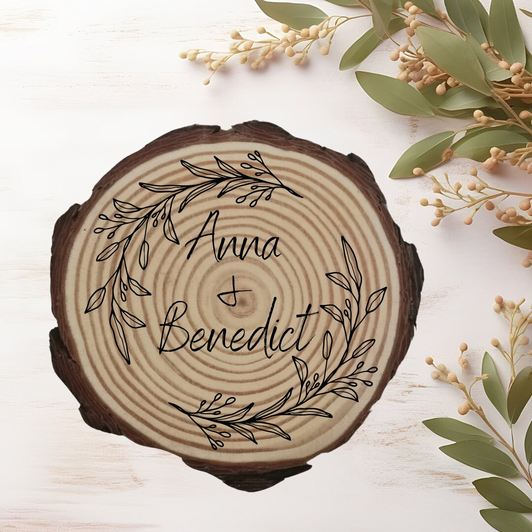 Personalisierte Naturholzscheibe aus Kiefernholz für Hochzeit, Gastgeschenk, für Paare zu Weihnachten, Gleichgeschlechtliche Ehepaare