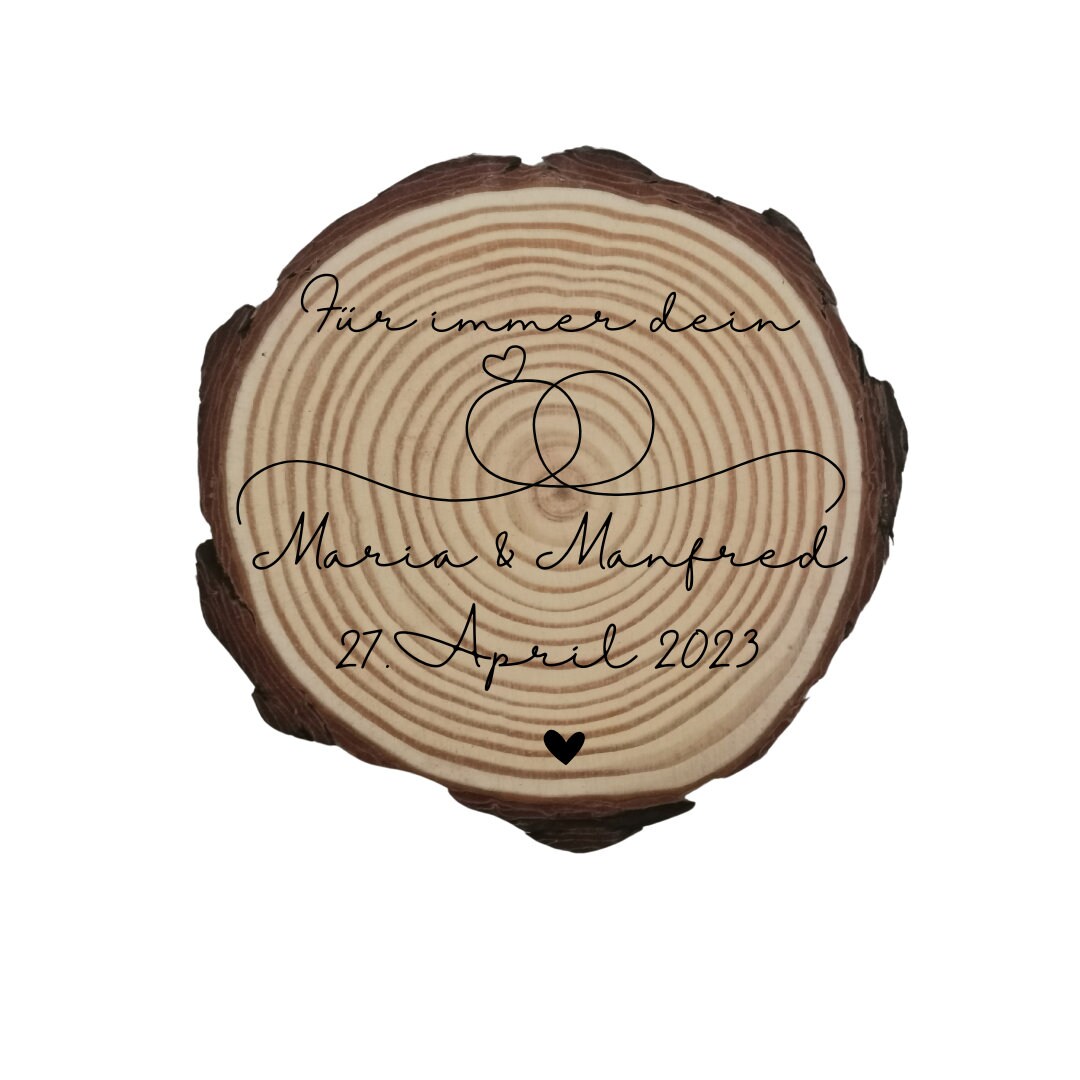 Personalisierte Naturholzscheibe aus Kiefernholz für Hochzeit, Gastgeschenk, für Paare zu Weihnachten, Gleichgeschlechtliche Ehepaare