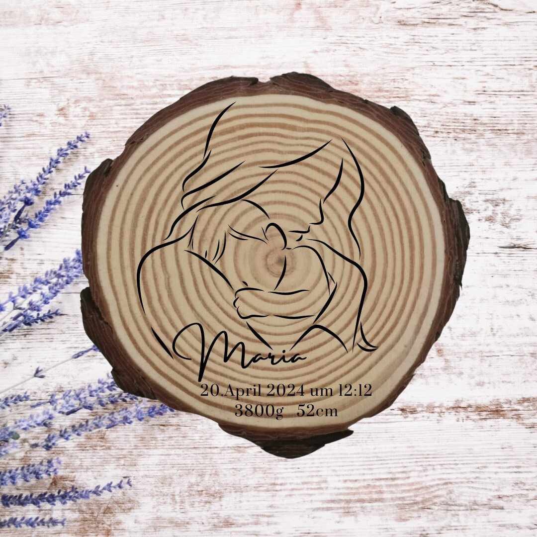 Personalisierte Naturholzscheibe für Mama, als einzigartige Deko, für Mama, Oma, aus Kiefernholz, zum Geburtstag, Muttertag, Weihnachten