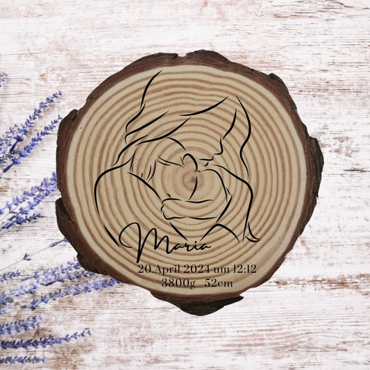 Personalisierte Naturholzscheibe für Mama, als einzigartige Deko, für Mama, Oma, aus Kiefernholz, zum Geburtstag, Muttertag, Weihnachten