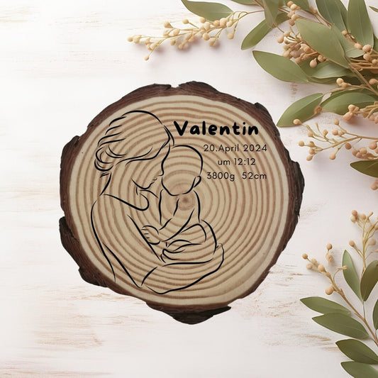 Personalisierte Naturholzscheibe für Mama, als einzigartige Deko, für Mama, Oma, aus Kiefernholz, zum Geburtstag, Muttertag, Weihnachten