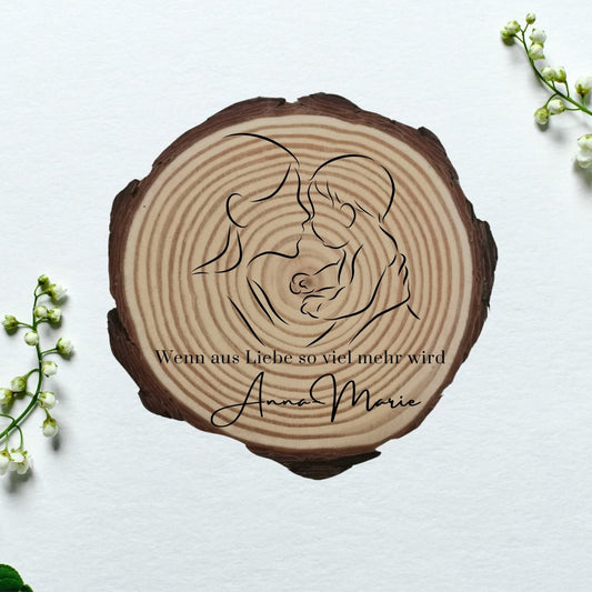 Personalisierte Naturholzscheibe für Mama, als einzigartige Deko, für Mama, Oma, aus Kiefernholz, zum Geburtstag, Muttertag, Weihnachten