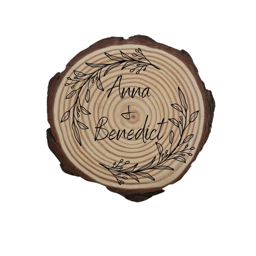 Personalisierte Naturholzscheibe aus Kiefernholz für Hochzeit, Gastgeschenk, für Paare zu Weihnachten, Gleichgeschlechtliche Ehepaare