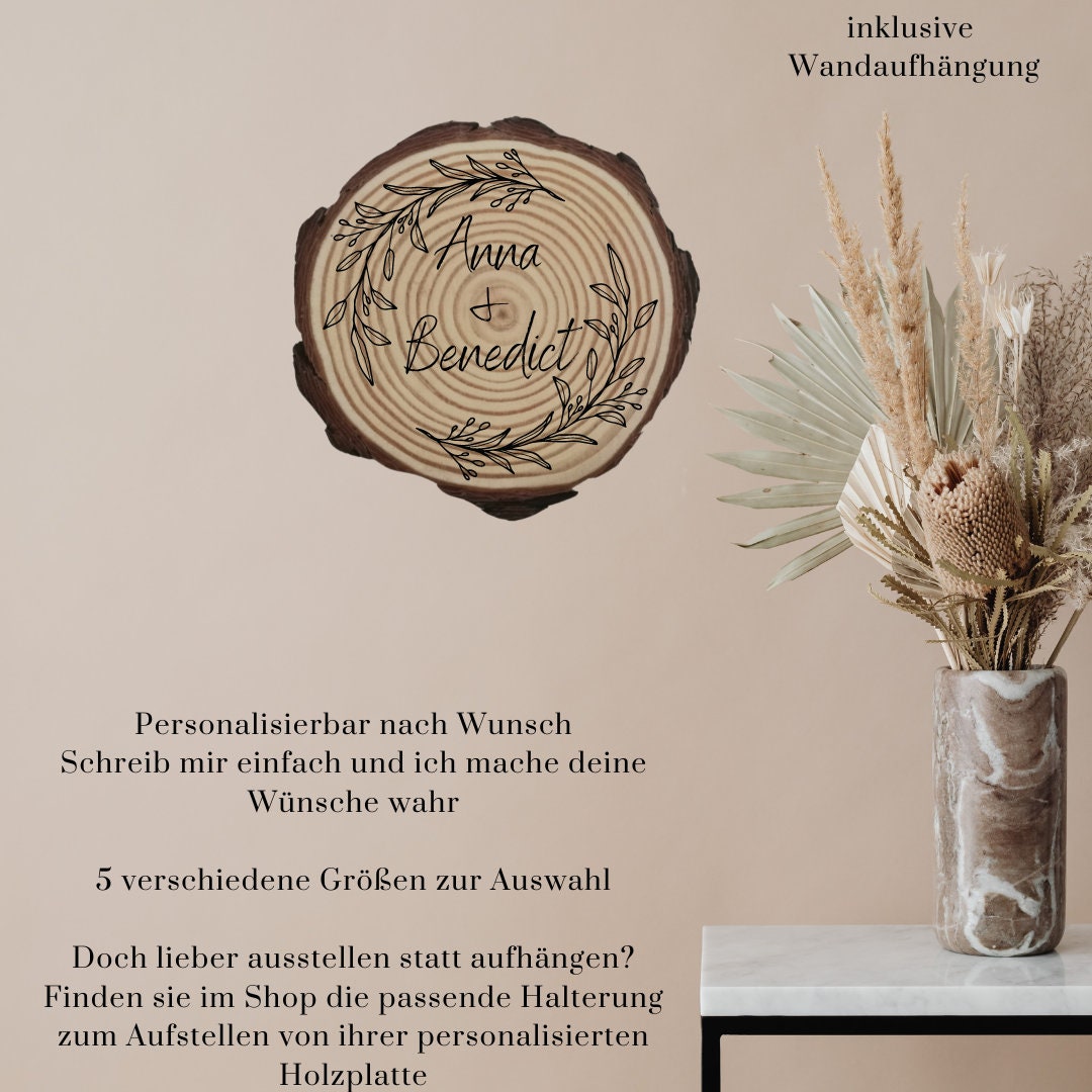 Personalisierte Naturholzscheibe aus Kiefernholz für Hochzeit, Gastgeschenk, für Paare zu Weihnachten, Gleichgeschlechtliche Ehepaare