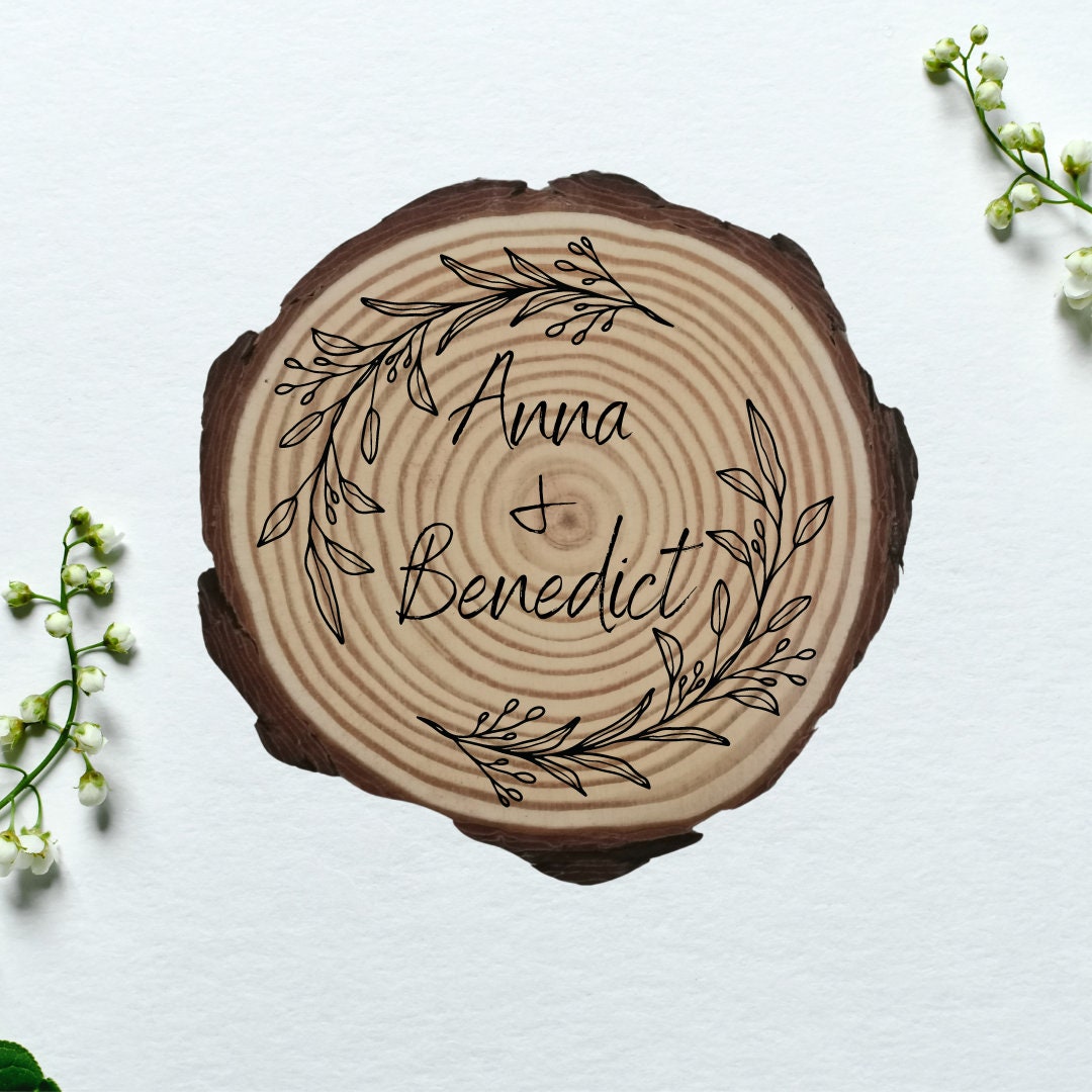 Personalisierte Naturholzscheibe aus Kiefernholz für Hochzeit, Gastgeschenk, für Paare zu Weihnachten, Gleichgeschlechtliche Ehepaare
