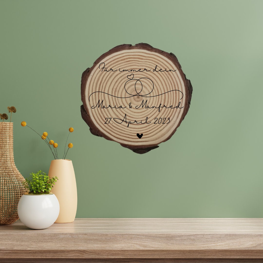 Personalisierte Naturholzscheibe aus Kiefernholz für Hochzeit, Gastgeschenk, für Paare zu Weihnachten, Gleichgeschlechtliche Ehepaare