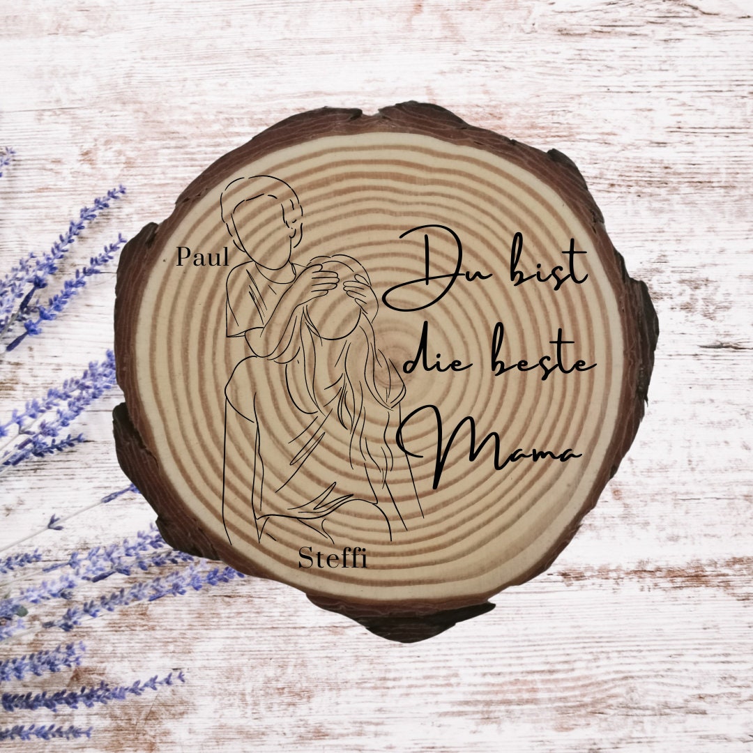 Personalisierte Naturholzscheibe für Mama, als einzigartige Deko, für Mama, Oma, aus Kiefernholz, zum Geburtstag, Muttertag, Weihnachten