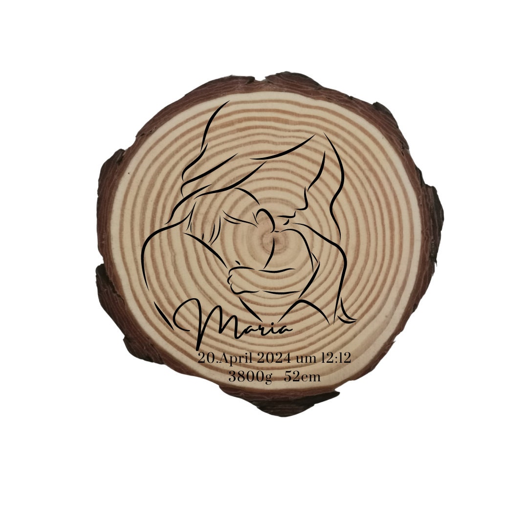 Personalisierte Naturholzscheibe für Mama, als einzigartige Deko, für Mama, Oma, aus Kiefernholz, zum Geburtstag, Muttertag, Weihnachten