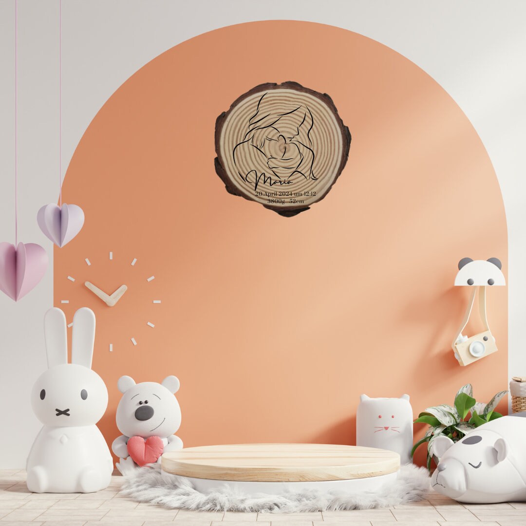 Personalisierte Naturholzscheibe für Mama, als einzigartige Deko, für Mama, Oma, aus Kiefernholz, zum Geburtstag, Muttertag, Weihnachten