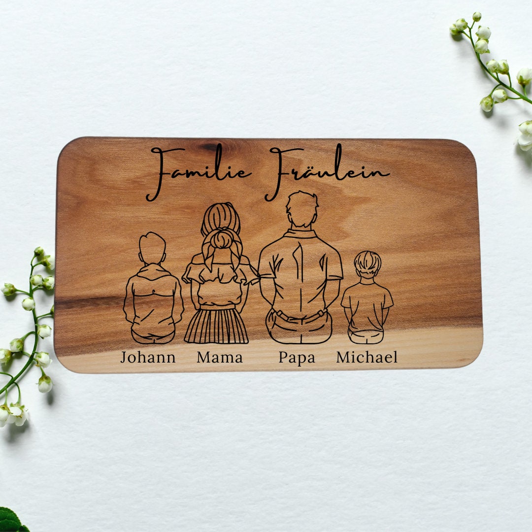 Jausenbrett-Set für die ganze Familie, Vatertag, Opa, Geburtstag, Weihnachten, Familienbild, Papa, Mama, Muttertag, Frühstück
