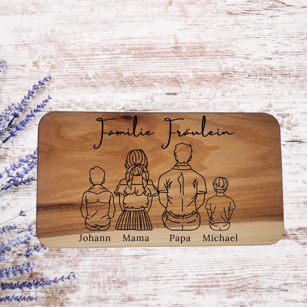 Jausenbrett-Set für die ganze Familie, Vatertag, Opa, Geburtstag, Weihnachten, Familienbild, Papa, Mama, Muttertag, Frühstück