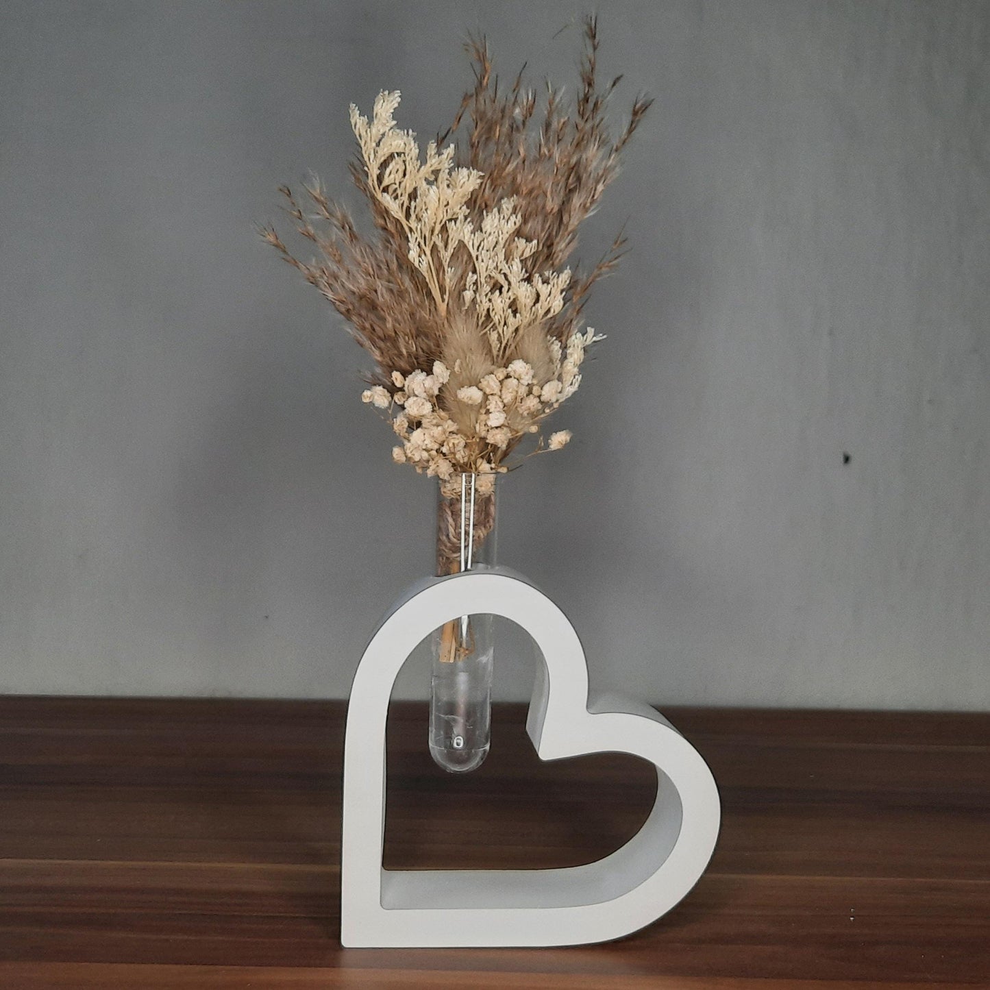 Vase in Herzform mit Trockenblumen, Valentinstag, Muttertag, Geschenkset, Kleinigkeit, Geschenkideen, Oma, Ostern